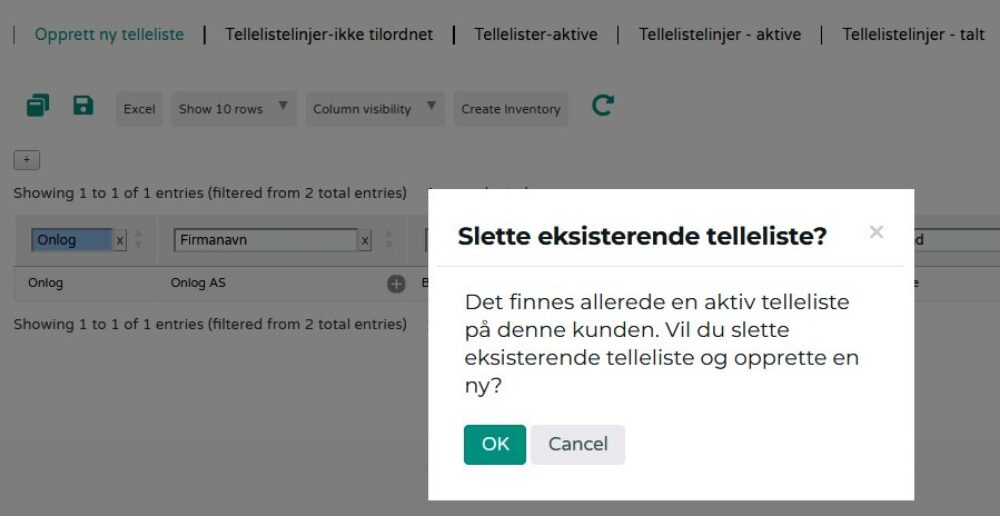 Telleliste V1 Eksisterer Allerede
