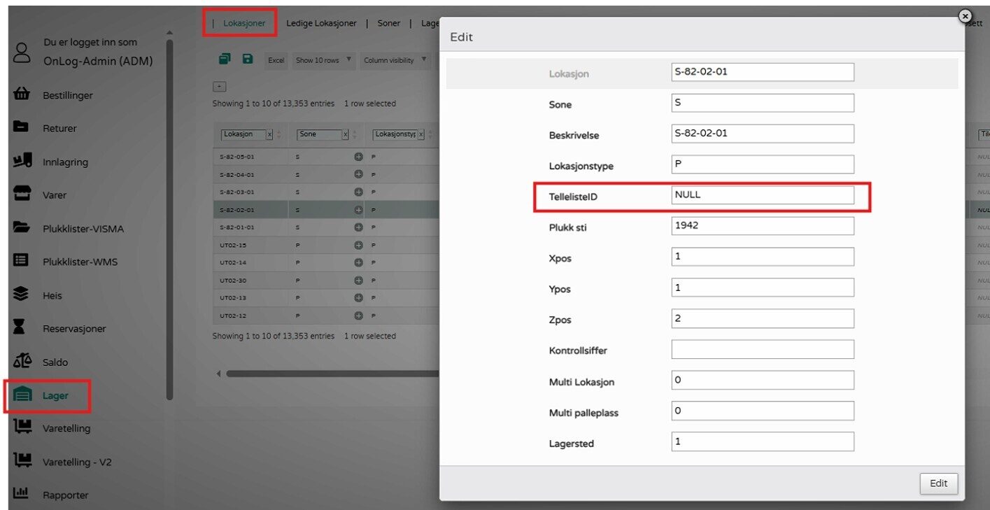 Telleliste V2 Lokasjoner